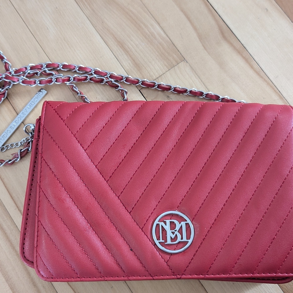Red Quilted Crossbody Bag with Chain Strap